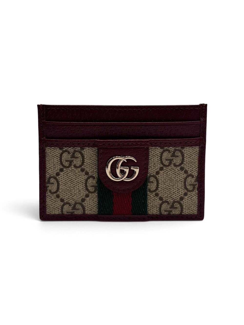 Gucci Ophidia GG Supreme Card Holder in Burgundy